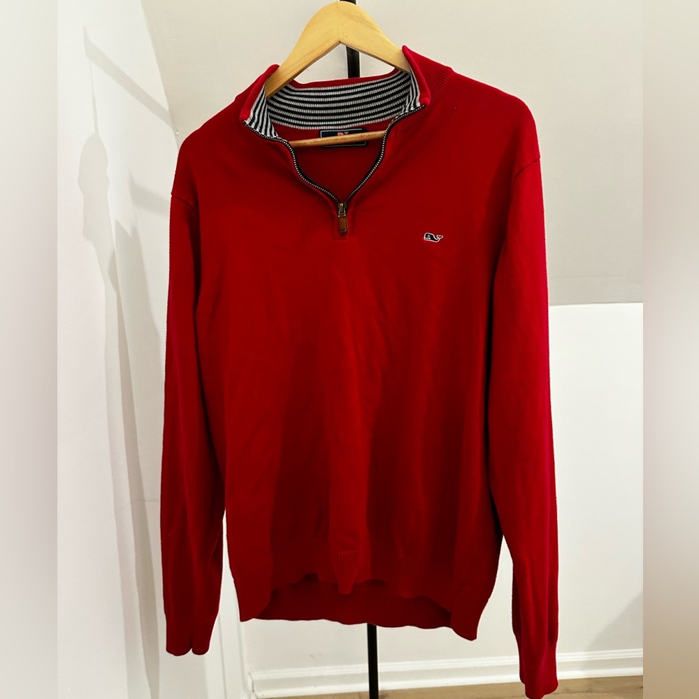 Vineyard Vines Mens Red Quarter Zip